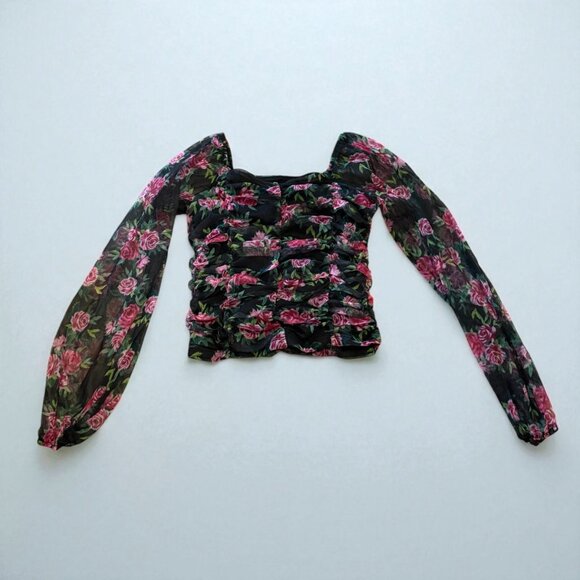 Long Sleeve Floral Girls Blouse - Picture 4 of 4